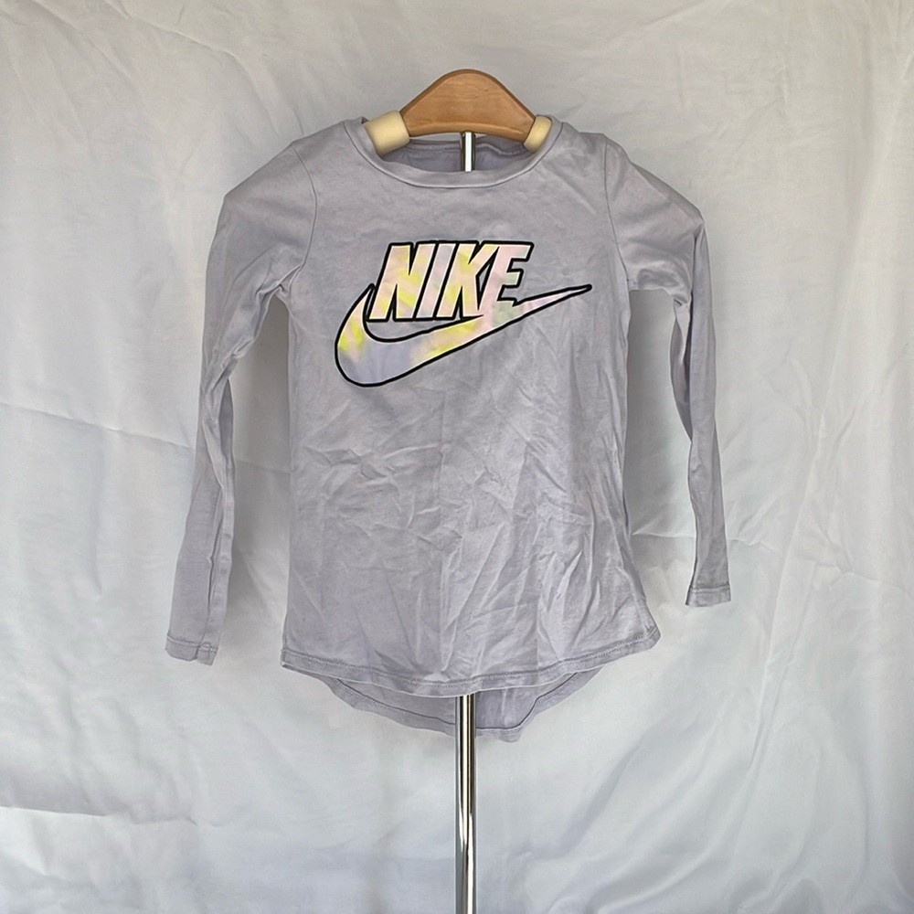 Nike long sleeve t shirt, purple with Nike logo on front size 4